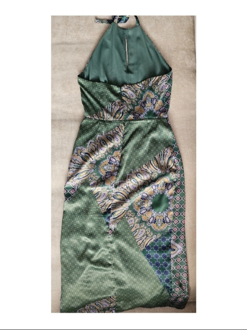 House of Harlow 1960 X Revolve Green Paisley Halter Midi Dress with Side Slit - Picture 4 of 9
